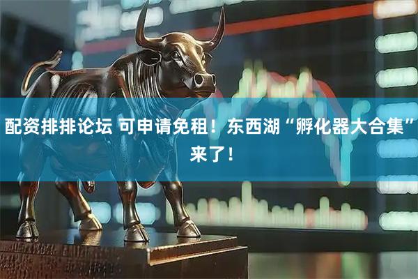配资排排论坛 可申请免租！东西湖“孵化器大合集” 来了！